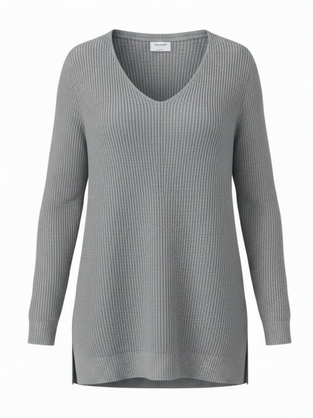 Old Navy Women's Textured Knit V-Neck Gray Sweater